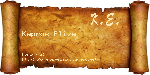 Kapros Eliza névjegykártya